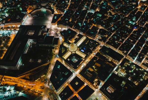 aerial view of naples at night italy